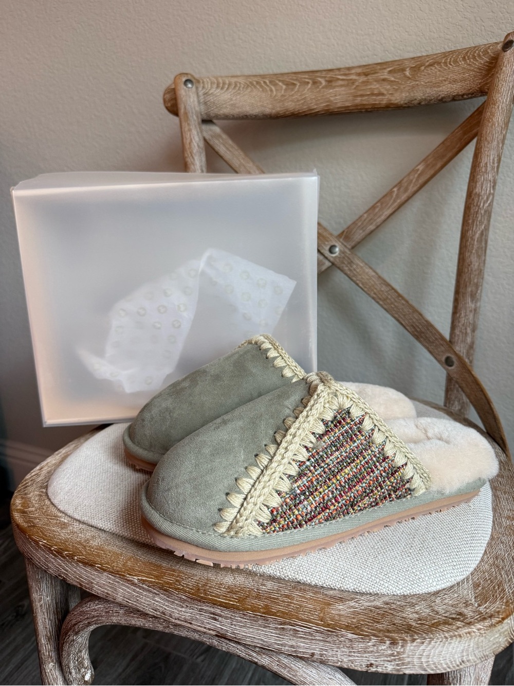 MOU Eskimo Crochet tweed Craft Slippers - Picture 2 of 8